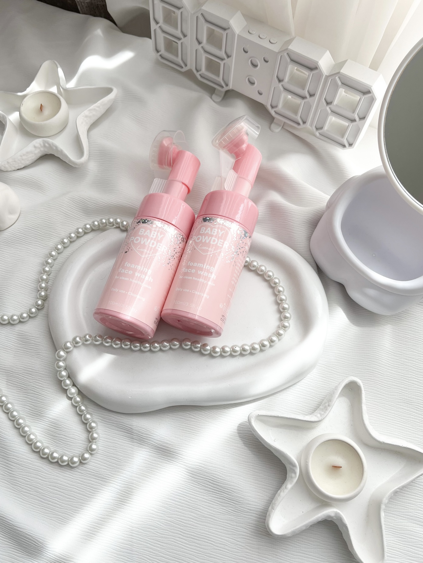 فوم شستشو صورت براش دار baby powder میل  100